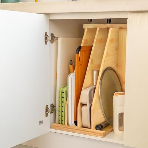 Brvclon 【2-Pack】 Upgraded Tray Dividers for Cabinets,15in Hx22in Dx12in W, Kitchen Cabinet Tray Divider for Pans, Lids, Pot And Pan, Cookie Sheet. with 3 Dividers,Keeping The Kitchen Organized (2) by Makeyourlifeeasier