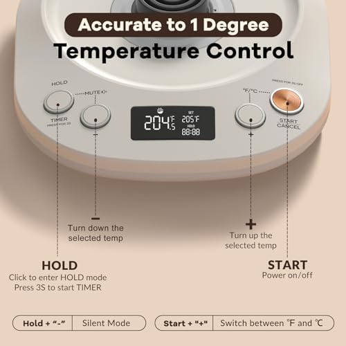 Mecity Electric Gooseneck Kettle With Keep Warm Function & LCD Display Automatic Shut Off Coffee Kettle Temperature Control Pour Over Kettle 1200 Watt, 0.8L, 120V, Off White - Image 3