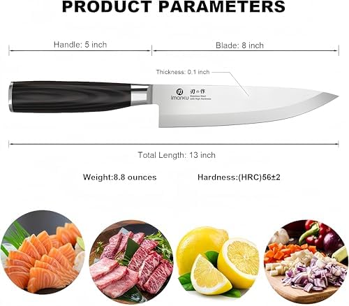 imarku 8 Inch Japanese Chef Knife,Single-Bevel Edge HC Steel Kitchen Knife - Image 3