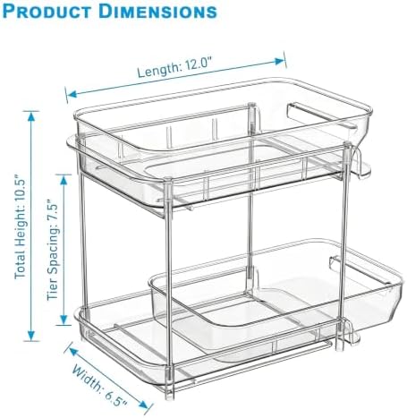 2-Tier bathroom cabinet organizer, bathroom organizers and storage with Adjustable Removable Dividers,Under Sink Organizing,Under Sink and Pull-Out Cabinet Organizer for Kitchen and Pantry Storage - Image 6