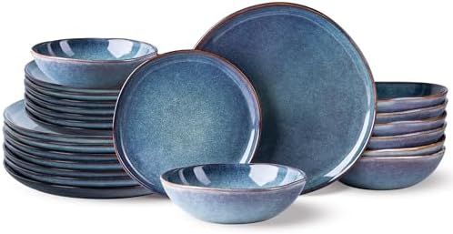 AmorArc Ceramic Dinnerware Sets for 8, 24Pcs Plates and Bowls Sets Dishes by AmorArc