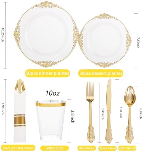 Hioasis 350 Pcs Clear Gold Plates for Party - Image 2