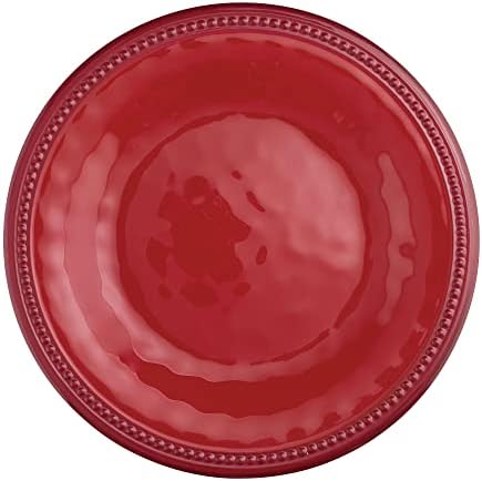 UPware 12 Piece Beaded Melamine Dinnerware Sets, Outdoor Dishes Set, Plates and Bowls Sets, Service for 4, Red - Image 5