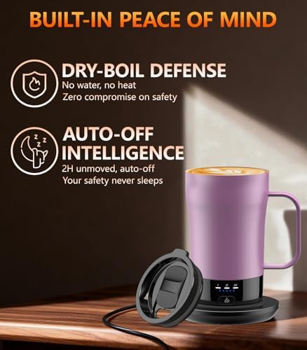 Self-Heating Coffee Mug, 14oz Heated Coffee Mug - Rechargeable Temperature Control Coffee Mug Keep Coffee Hot, Smart Mug Great Gift for Coffee Lovers & Slow Sippers - Image 5