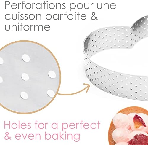 SCRAP COOKING ScrapCooking 1323 Perforated Heart Tart Circles 8.5 x 7.5 cm Stainless Steel Frame Moulds for Baking Uniform Baking Accessories Cake Dessert - Image 5