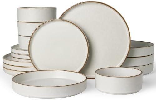 Famiware Nebula 16-Piece Stoneware Dinnerware Set with Pasta Bowls by Famiware