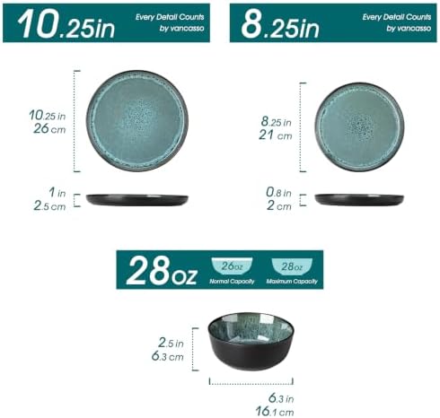 vancasso 24-Piece Gray Green Stoneware Plates and Bowls Set for 8 - Image 2