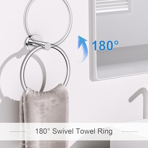 Polished Chrome Bathroom Hardware Set, 5 Pieces Chrome Towel Bar Bathroom Accessories, Upgraded Toilet Paper Holder with Shelf Set, 23.6 Inch Towel Rack Towel Holder for Bathroom Wall - Image 4