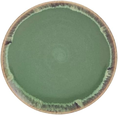 TTU Tabletops Gallery Tuscan Collection Reactive Glaze 4 Piece Stoneware Dinner Plate Set Dining Kitchen Tableware Service for 4, Teal Green - Image 6