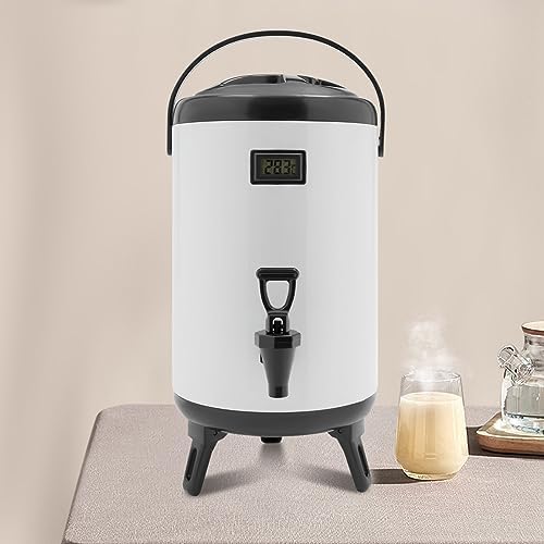 Hot Beverage Dispenser, 10L/2.64Gal Insulated Beverage Dispensers Insulated Thermal Hot and Cold Beverage Dispenser with Spigot & Thermometer Stainless Steel Drink Dispenser for Tea Coffee Milk - Image 2