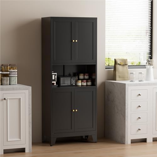 COFaR 69" Pantry Cabinet,Metal Storage Cabinet with Doors and Shelves,Black - Image 6