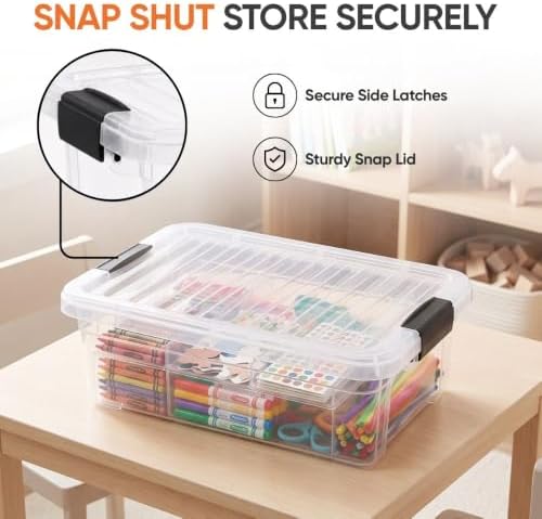 Superio 7.4 Quart Clear Plastic Storage Bin with Lid, Stackable Organizer Box, BPA-Free Storage Container for Home, Garage, School & Office, 10 Pack - Image 6
