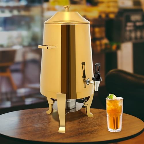 3.43Gallon Stainless Steel Hot Beverage Dispenser,Coffee Chafer Urn with Spigot&Fuel Holder,Cold&Hot Drinks Dispenser for Milk Coffee Tea Juice - Parties Catering Buffet Event (Gold) - Image 5