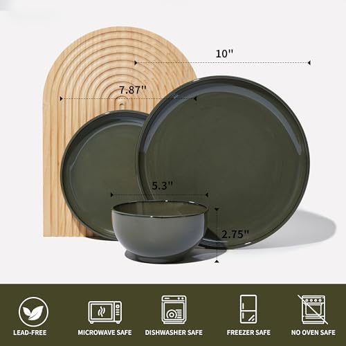 Pokini Stoneware Dinnerware Sets for 6, 18pcs Plates and Bowls Sets Dishes - Image 2