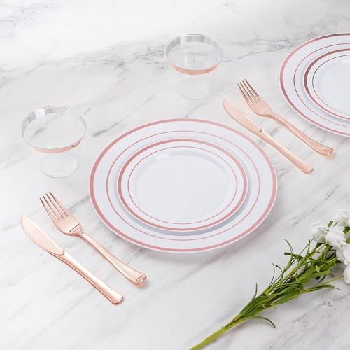 Goodluck 600 Pieces Rose Gold Disposable Plates for 100 Guests - Image 2