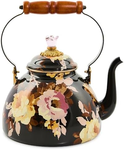 MACKENZIE-CHILDS Tea Kettle, 3 Quarts, Wild Rose Brown by Unknown
