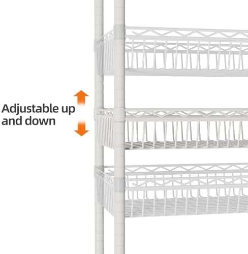 SINGAYE 6 Tier Shelf Wire Shelving Adjustable Storage Shelves Basket Rack - Image 5