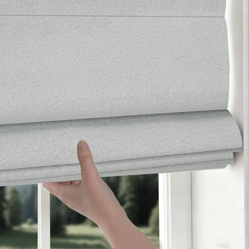 Changshade No Drill Roman Shades Cordless Blinds Blackout for Indoor Windows, Room Darkening Black Out Tension Rod No Hardware No Tools Inside Mount,Shade Size 27 Inch Wide 64 Inch High,Light Grey - Image 7