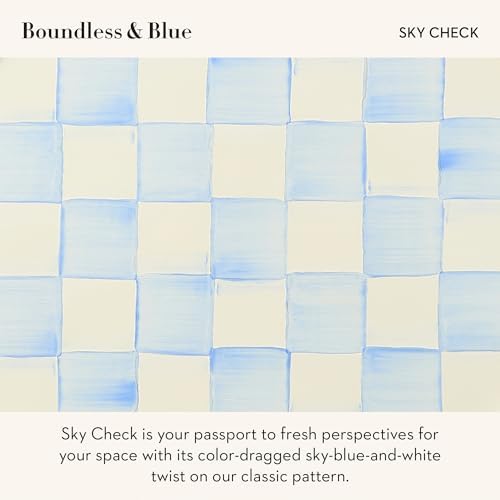 MACKENZIE-CHILDS Pedestal Platter, Small, Light-Blue-and-White Sky Check - Image 3