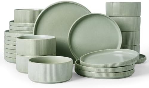 Famiware Star Stoneware Dinnerware Sets for 8, Reactive Glaze Plates, Bowls by Famiware