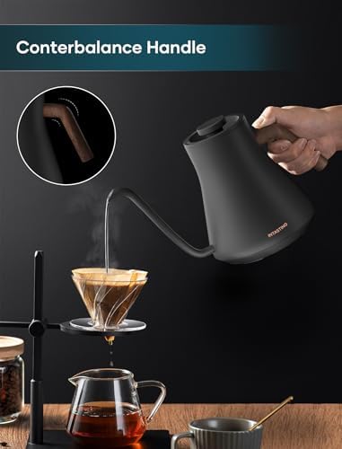INTASTING Electric Kettles, Gooseneck Electric Kettle, ±1℉ Temperature Control, Stainless Steel Inner, Quick Heating, for Pour Over Coffee, Brew Tea, Boil Hot Water, 0.9L (Dark Grey) - Image 5