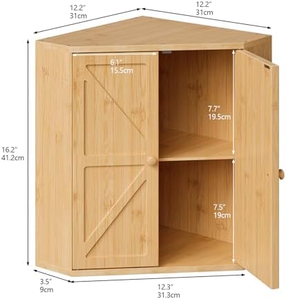 Trironsun Corner Bread Box for Kitchen Counter Double Layer Bamboo Bread Storage Container Large Capacity Bread Storage Bin Farmhouse Breadbox Organizer (Bamboo Natural) - Image 5