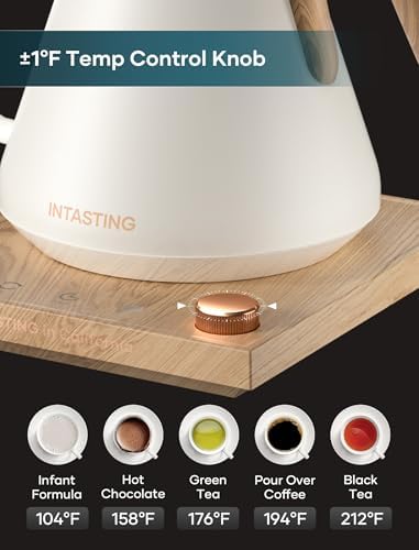 INTASTING Gooseneck Electric Kettle with ±1℉ Temperature Control, 0.9L - Image 3