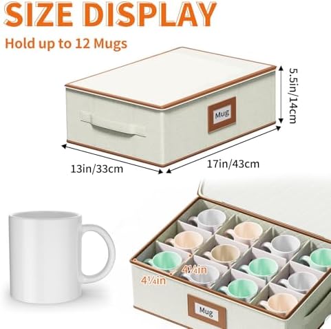 2-Pack Cup Storage Box with Dividers, Hard Shell Mug Organizer with Lid - Image 2