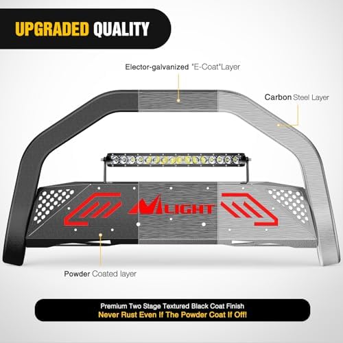Nilight Bull Bar with Light Bar for Toyota Tundra | for Toyota Tundra 2022 2023 2024 Includes License Plate Hole Brush Guard, Front Bumper Push Bar w/Grille Skid Plate Light Mount - Image 6