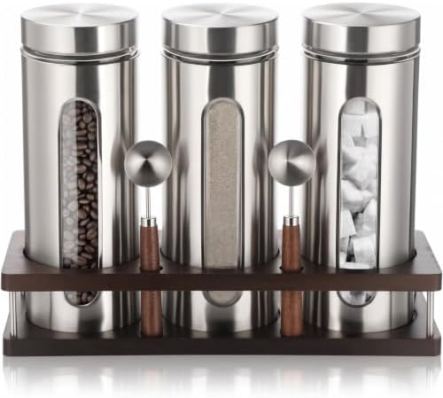 Extra Large Stainless Steel Coffee Grounds Canisters Container with Shelf by Suclain