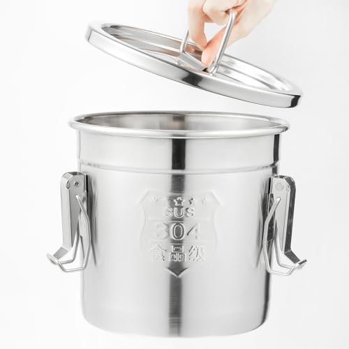 DYNAMI 304 Stainless Steel Containers With Lid,202oz Airtight Flour Container for Kitchen,5-10lbs Metal Airtight Canisters Milk Jug Coffee Bean Cookies Canisters w/Locking Clamp (6L/1.6Gal) - Image 4