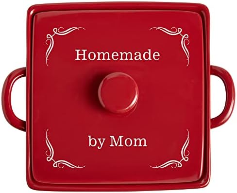 Let's Make Memories Personalized Square Stoneware Casserole Dish - Any Message - Red by LetsMakeMemories