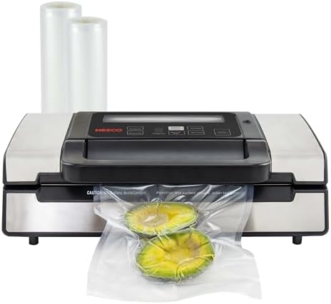 Nesco Deluxe Food VS-12 Vacuum Sealer, 130 Watts, Kit Bags & Viewing Lid, Compact, Silver by NESCO