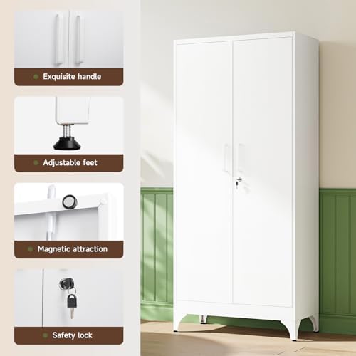 Letaya 71" H Metal Storage Cabinet with 2 Doors and 4 Shelves,Tall Kitchen Pantry Cabinets,Utility Pantry Organizers for Cupboard/Dining/Bathroom/Home Office/Garage, Steel Tool Cabinets - Image 5