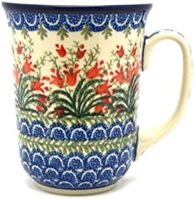 Polish Pottery Mug - 16 oz. Bistro - Crimson Bells by Polish+Pottery+Gallery