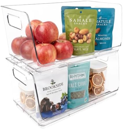 ClearSpace Stackable Storage Bins, Front Pantry Organizer, Small, 2 Pack by ClearSpace