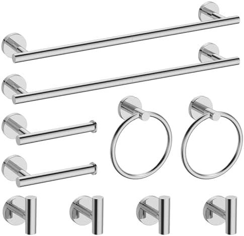 Newfun 10-Pieces Polished Chrome Bathroom Hardware Set 24 Inch by Newfun