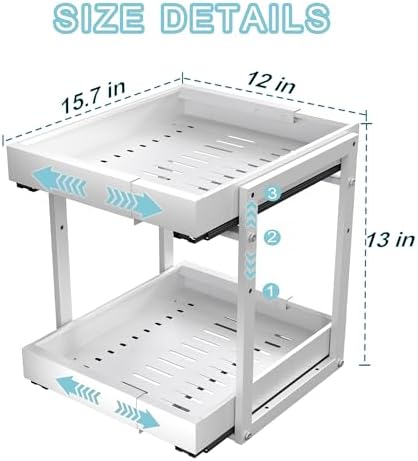 Golener 2-Tier Expandable Pull Out Cabinet Organizer, Cabinet Drawers, 16"D - Image 4