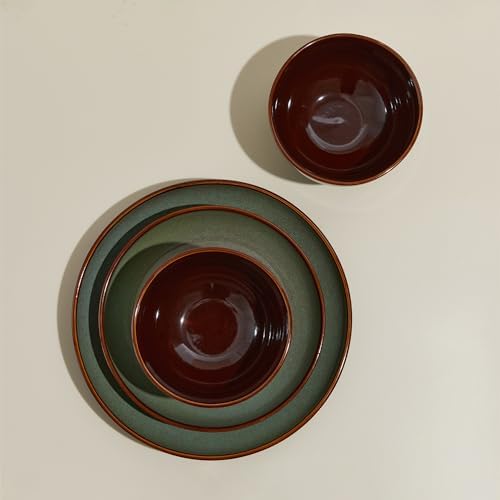Pokini Ceramic Dinnerware Sets for 6, 24pcs Plates and Bowls Sets Dish Set - Image 3