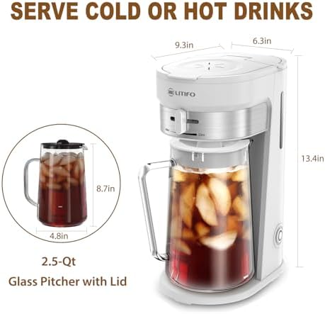 LITIFO Iced Tea Maker and Iced Coffee Maker Brewing System with 2.5-quart Pitcher, sliding strength selector for Taste Customization, Stainless Steel (White) - Image 6