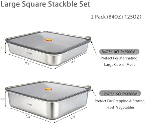 YUPER Stainless Steel Food Containers, 2 Pack (84+125OZ) - Image 2