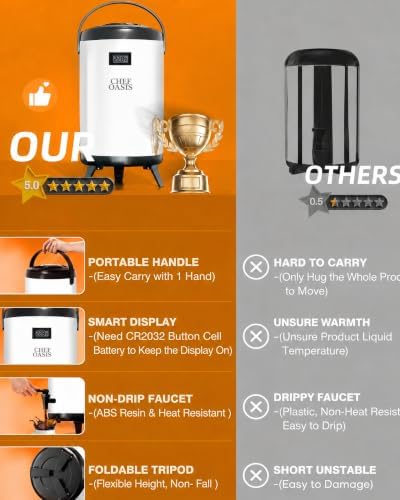 Insulated Beverage Dispenser 3 Gallon,Hot&Cold Drink Dispenser with Spigot,LCD Thermometer,Stainless Steel Triple-Layer Insulation,for Tea Coffee Milk Juice,Party Buffet(Silver, 1 Pack) - Image 3