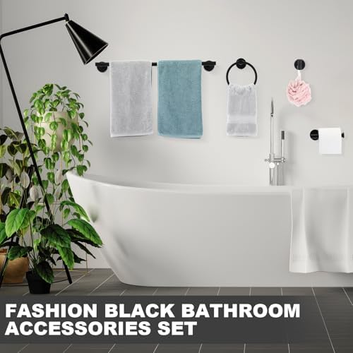 Gisafai 20 Pcs Black Bathroom Accessories Hardware Set Towel Racks - Image 5