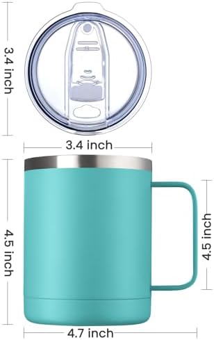 MEWAY 12oz Coffee Mug With Handle 2 Pack Bulk,Stainless Steel Insulated Travel Tumblers With Sliding Lid,Double Wall Vacuum Camping Cup for Hot & Cold Drinks Tea (Light Green,Set of 2) - Image 4