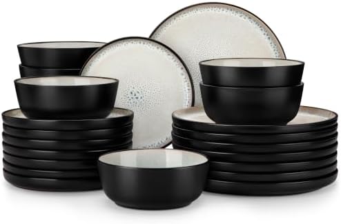 vancasso 24-Piece Grayish Beige Stoneware Plates and Bowls Sets for 8 by vancasso