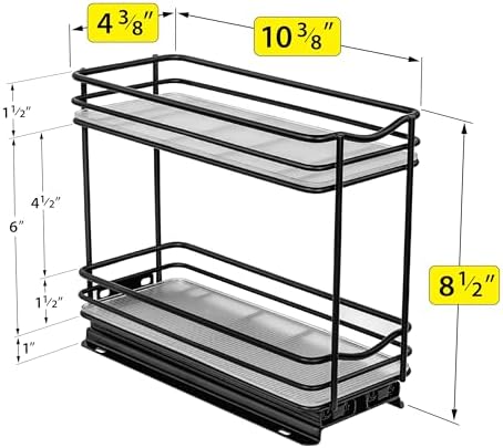 LYNK PROFESSIONAL® Pull Out Spice Organization for Cabinets - 4-3/8 inch Wide – Spice Rack for Inside Cabinets, Slide Out Spice Rack Organizer for cabinet – Pull Out Spice Rack, Sliding 2 Tier Black - Image 6