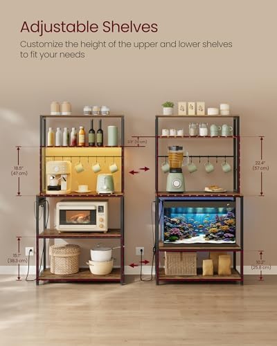 VASAGLE Coffee Bar with LED Lights, 31.5 Inches Bakers Rack - Image 3