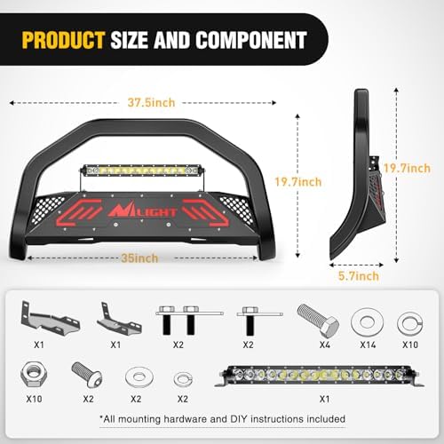 Nilight Bull Bar for 2019-2024 Chevy Silverado 1500 & GMC Sierra 1500 - Image 3