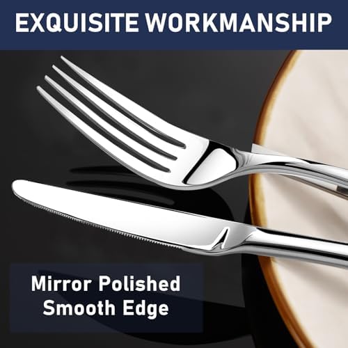 Heavy Duty Silverware Set for 8, Stainless Steel Flatware Cutlery Set - Image 3