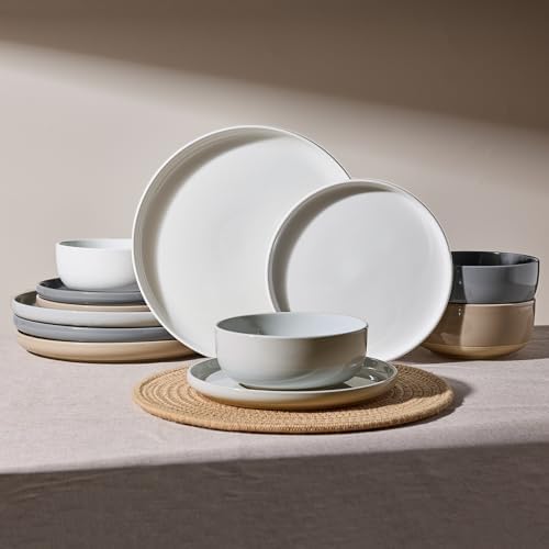 Famiware Milkyway 12-Piece Stoneware Dinnerware Set, Multi-color by Famiware